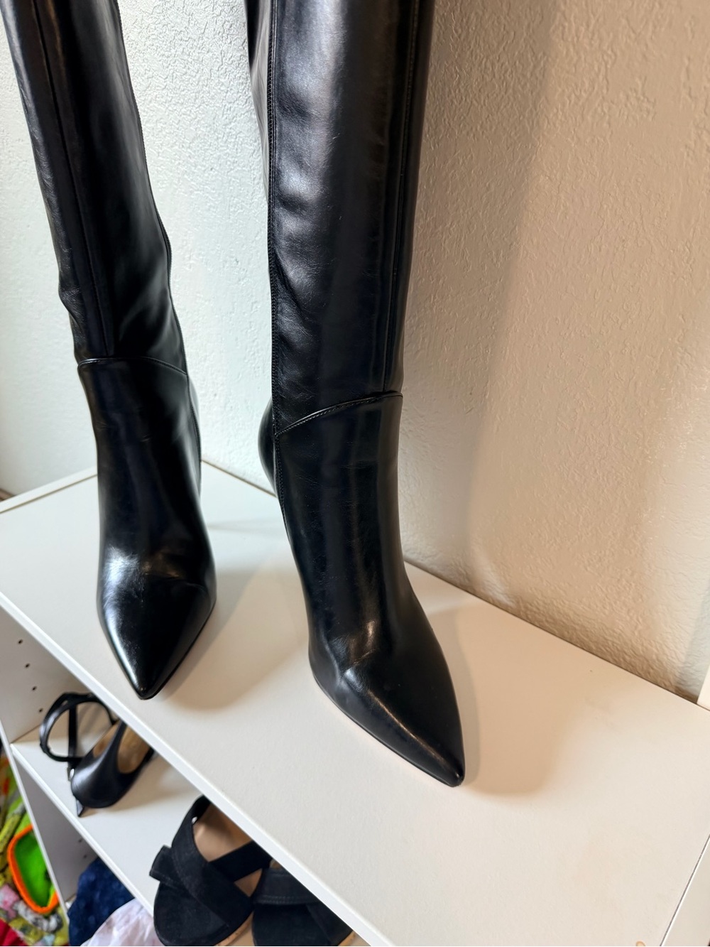 Jessica Simpson Black Pointed-Toe Knee-High Stiletto Boots - Picture 5 of 14